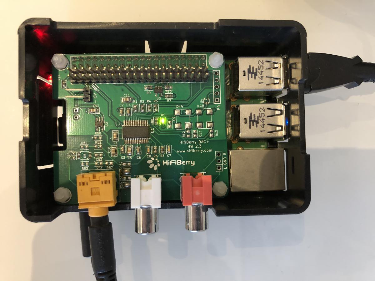 Raspberry Pi showing HiFiBerry DAC